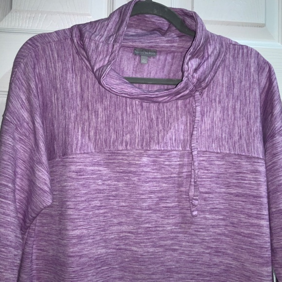 Talbots Asymmetrical Mock Neck sweatshirt sz LP space dye curved hem - Picture 3 of 7